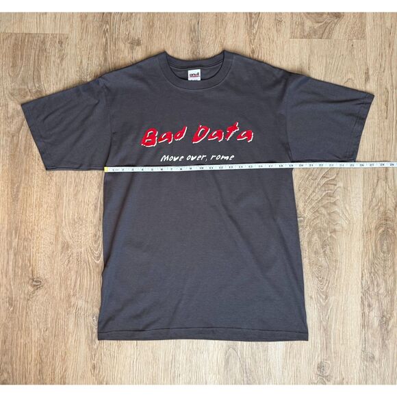 Vintage Bad Data Graphic TShirt Move Over Rome Dark Gray Medium Expect The Worst - Picture 4 of 6